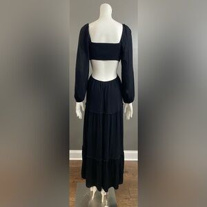 Forever 21 Black Long Sleeve Cutout Maxi Dress